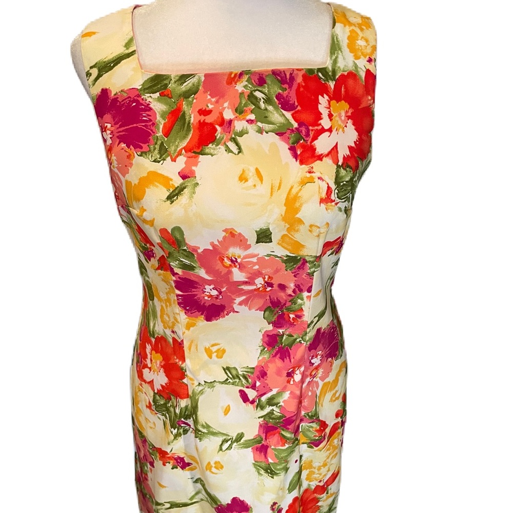 I.N. Studio Pink, Red, Green, Yellow, Cream Floral Sleeveless Mini Dress Size 4P